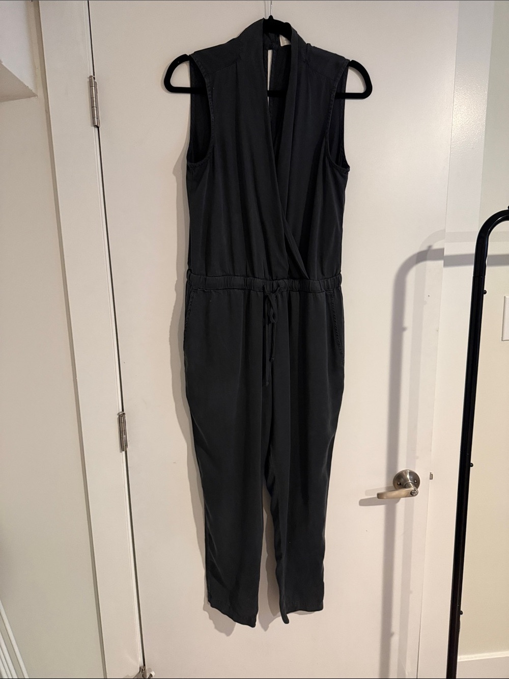 Anthropologie cloth & stone Black Sleeveless Wrap-Front Jumpsuit